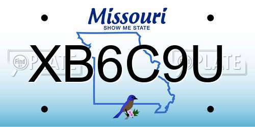 XB6C9U Missouri License Plate