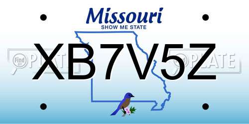XB7V5Z Missouri License Plate