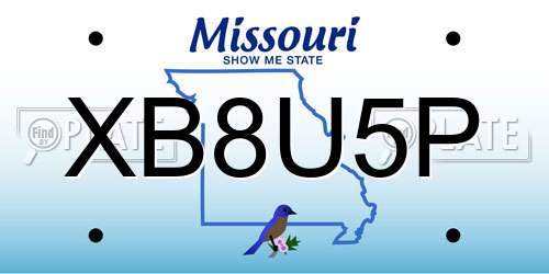 XB8U5P Missouri License Plate