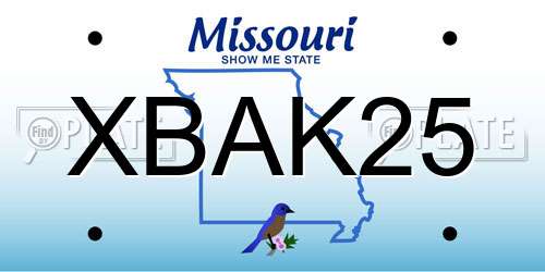 XBAK25 Missouri License Plate