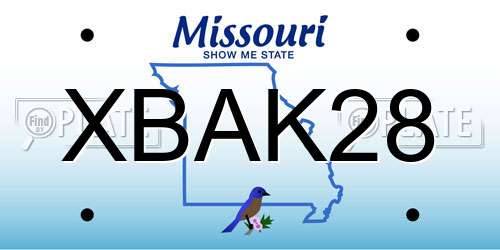 XBAK28 Missouri License Plate