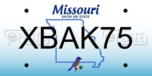 XBAK75 Missouri License Plate