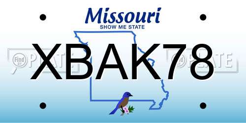 XBAK78 Missouri License Plate