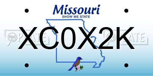 XC0X2K Missouri License Plate