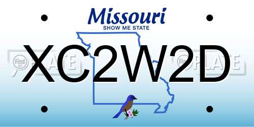 XC2W2D Missouri License Plate