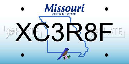 XC3R8F Missouri License Plate