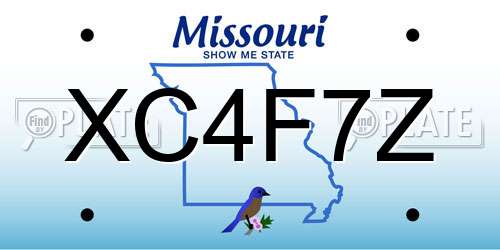 XC4F7Z Missouri License Plate