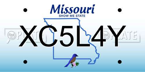 XC5L4Y Missouri License Plate