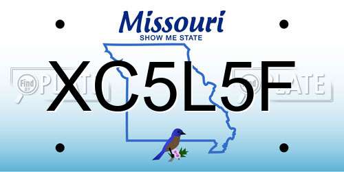 XC5L5F Missouri License Plate