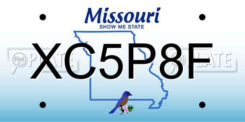XC5P8F Missouri License Plate