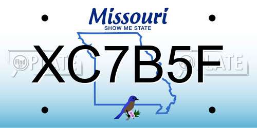 XC7B5F Missouri License Plate