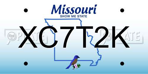 XC7T2K Missouri License Plate