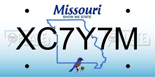 XC7Y7M Missouri License Plate