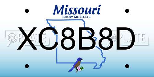 XC8B8D Missouri License Plate