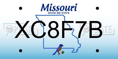 XC8F7B Missouri License Plate