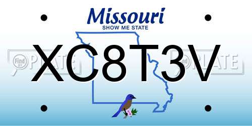 XC8T3V Missouri License Plate