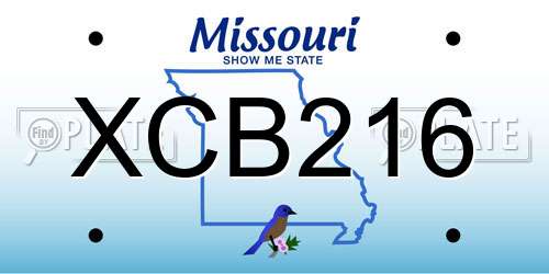 XCB216 Missouri License Plate