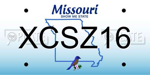 XCSZ16 Missouri License Plate