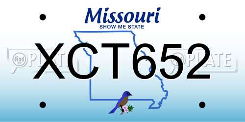 XCT652 Missouri License Plate