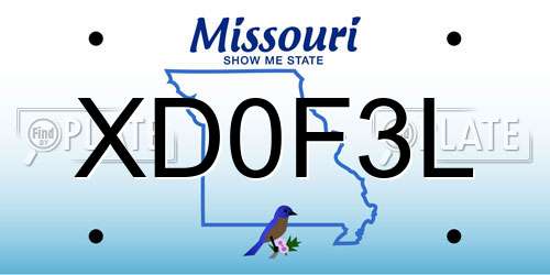 XD0F3L Missouri License Plate