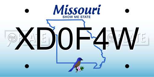 XD0F4W Missouri License Plate