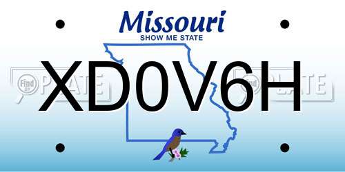 XD0V6H Missouri License Plate