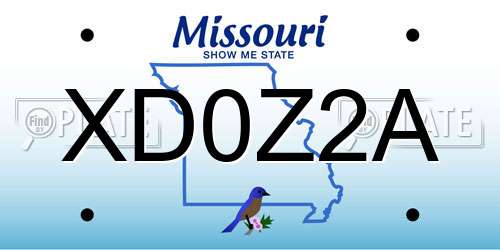 XD0Z2A Missouri License Plate