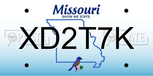 XD2T7K Missouri License Plate