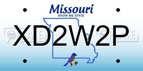 XD2W2P Missouri License Plate