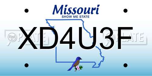 XD4U3F Missouri License Plate
