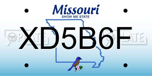 XD5B6F Missouri License Plate