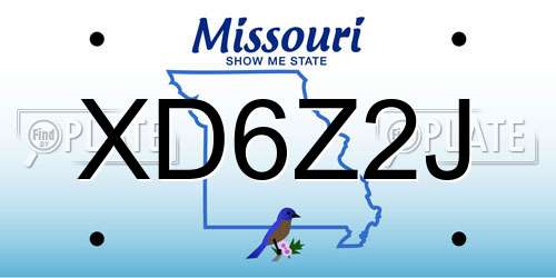 XD6Z2J Missouri License Plate