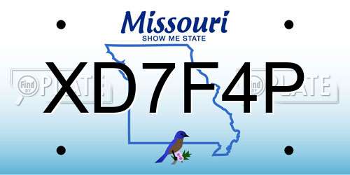 XD7F4P Missouri License Plate