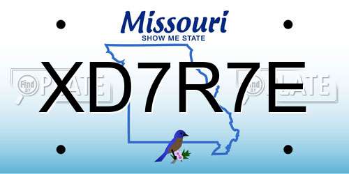 XD7R7E Missouri License Plate