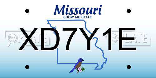 XD7Y1E Missouri License Plate