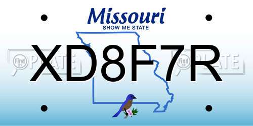 XD8F7R Missouri License Plate