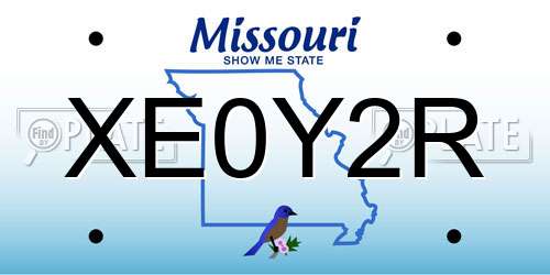 XE0Y2R Missouri License Plate