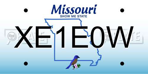 XE1E0W Missouri License Plate