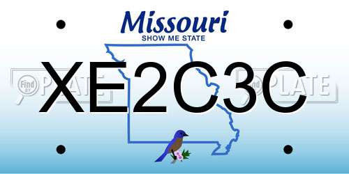 XE2C3C Missouri License Plate