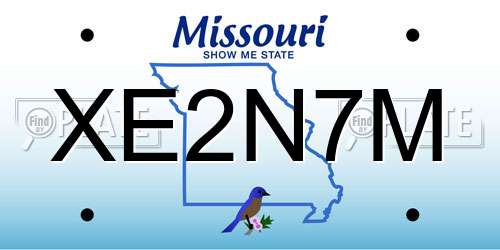 XE2N7M Missouri License Plate
