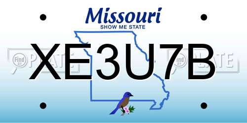 XE3U7B Missouri License Plate