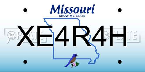 XE4R4H Missouri License Plate