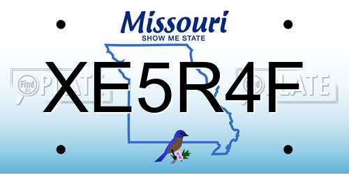 XE5R4F Missouri License Plate
