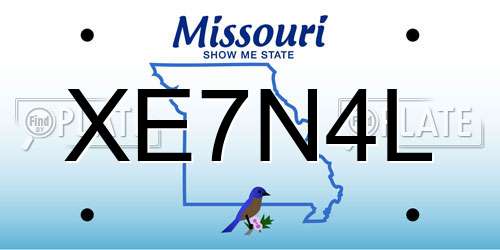 XE7N4L Missouri License Plate