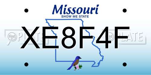 XE8F4F Missouri License Plate
