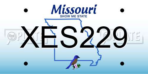 XES229 Missouri License Plate