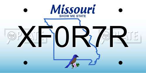XF0R7R Missouri License Plate