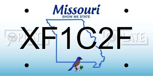 XF1C2F Missouri License Plate