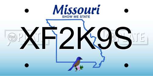 XF2K9S Missouri License Plate