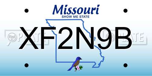 XF2N9B Missouri License Plate